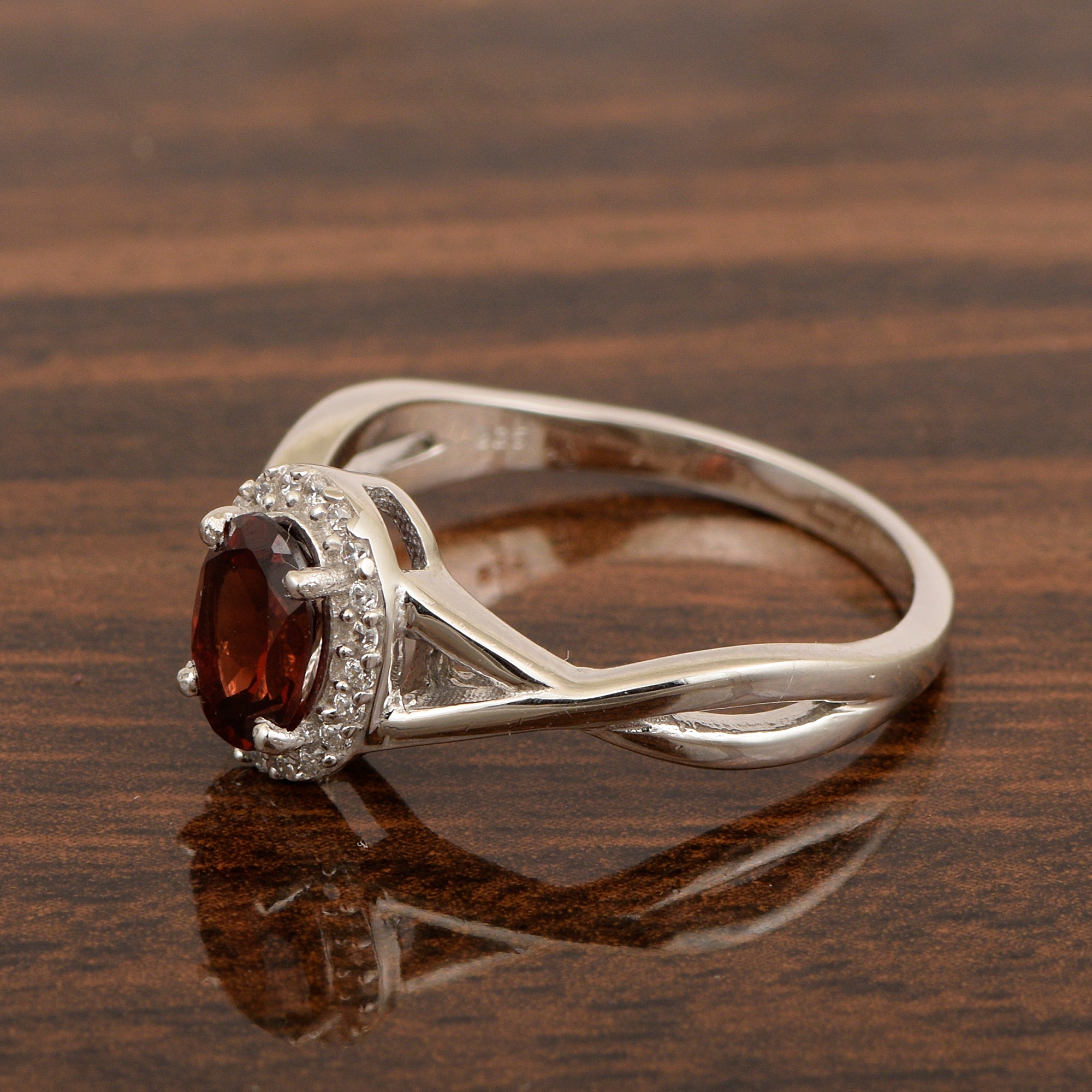 Solitaire Oval 1 Ctw Garnet Sterling Silver 925 Women Ring - Kimaya INC