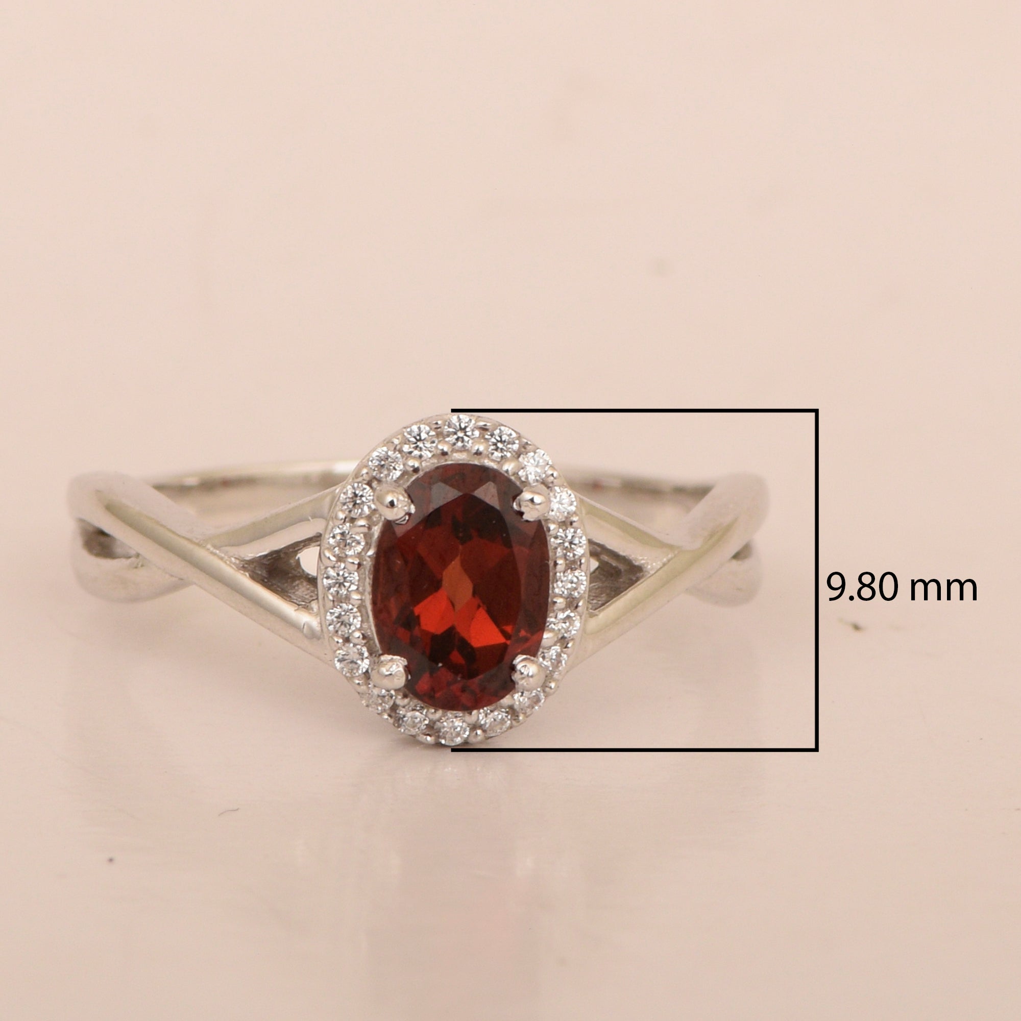 Solitaire Oval 1 Ctw Garnet Sterling Silver 925 Women Ring - Kimaya INC