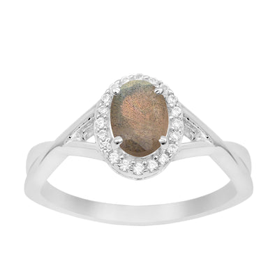 Solitaire Oval 1 Ctw Labradorite Sterling Silver 925 Women Ring - Kimaya INC