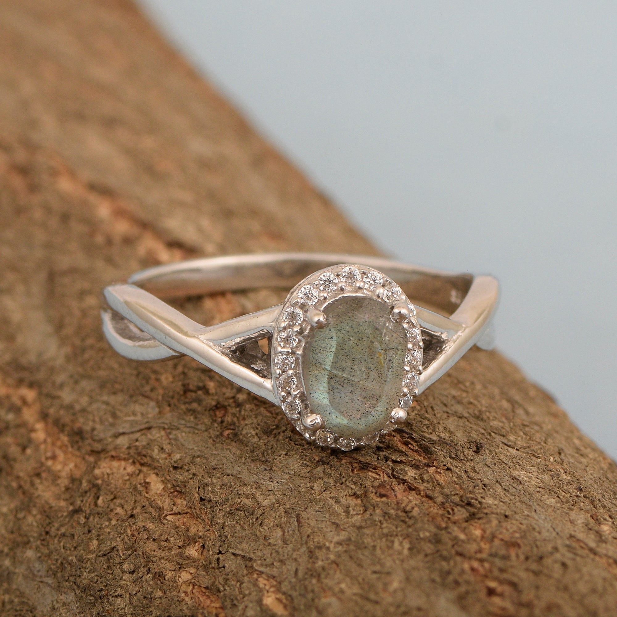 Solitaire Oval 1 Ctw Labradorite Sterling Silver 925 Women Ring - Kimaya INC