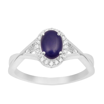 Solitaire Oval 1 Ctw Lapis Lazuli Sterling Silver 925 Women Ring - Kimaya INC