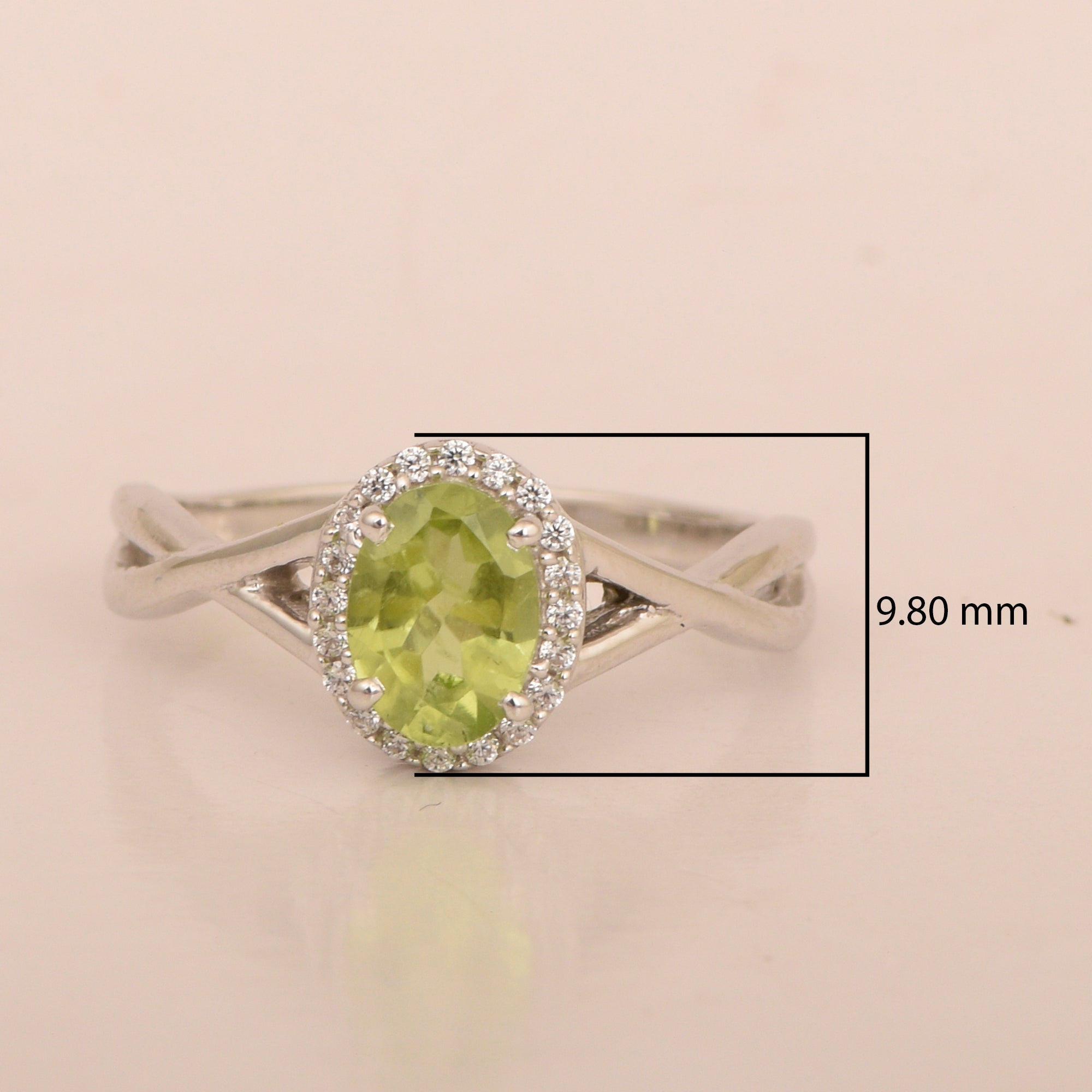 Solitaire Oval 1 Ctw Peridot Sterling Silver 925 Women Ring - Kimaya INC
