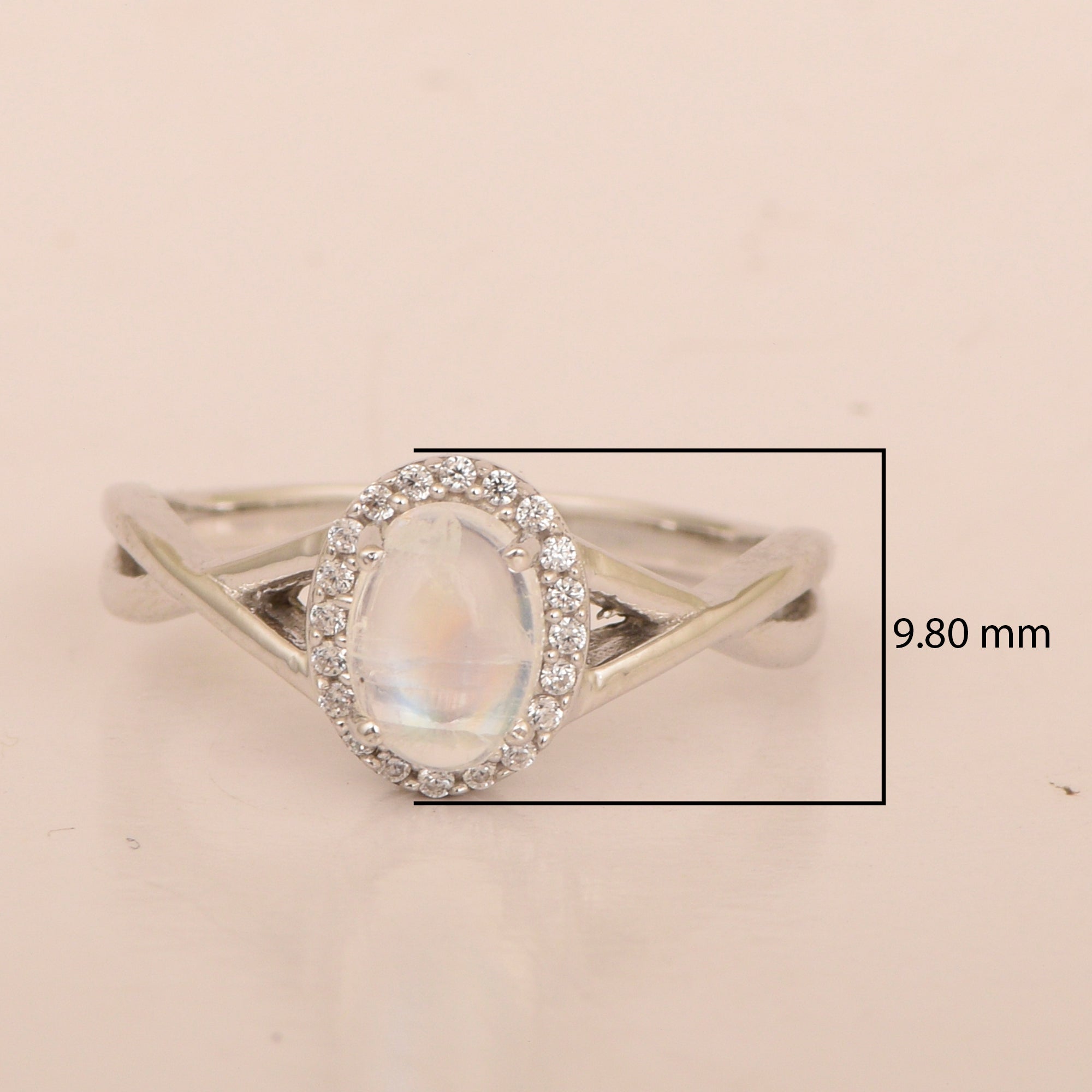 Solitaire Oval 1 Ctw Moonstone Sterling Silver 925 Women Ring - Kimaya INC