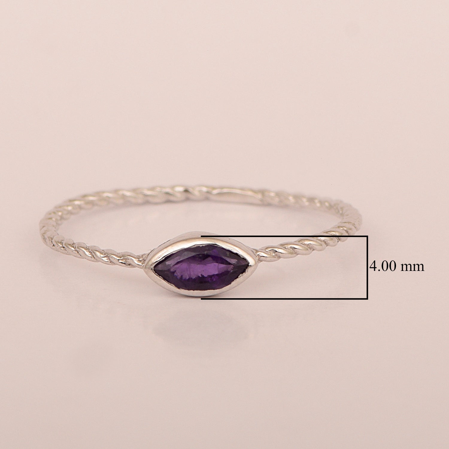 925 Sterling Silver Marquise 6X3MM Amethyst Women Promise Ring - Kimaya INC