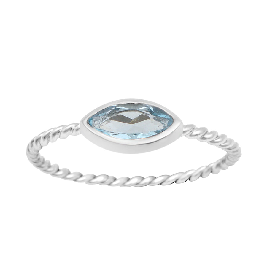 Tanzanite Solitaire Twisted Rope Ring -Sterling Silver