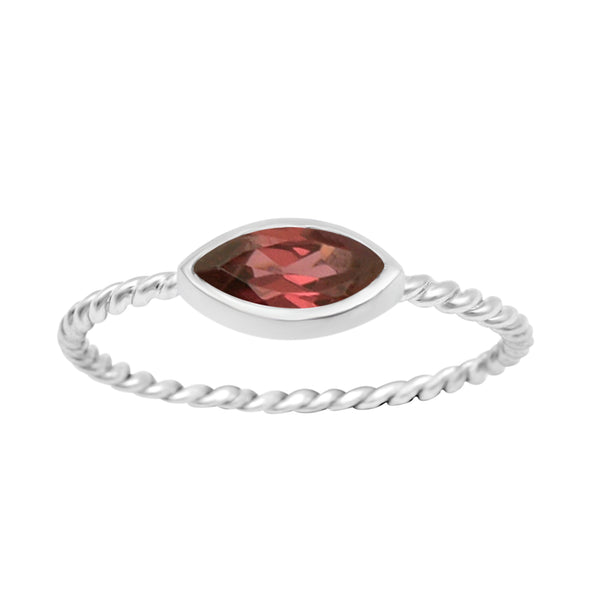 925 Sterling Silver Marquise 6X3MM Garnet Women Promise Ring - Kimaya INC