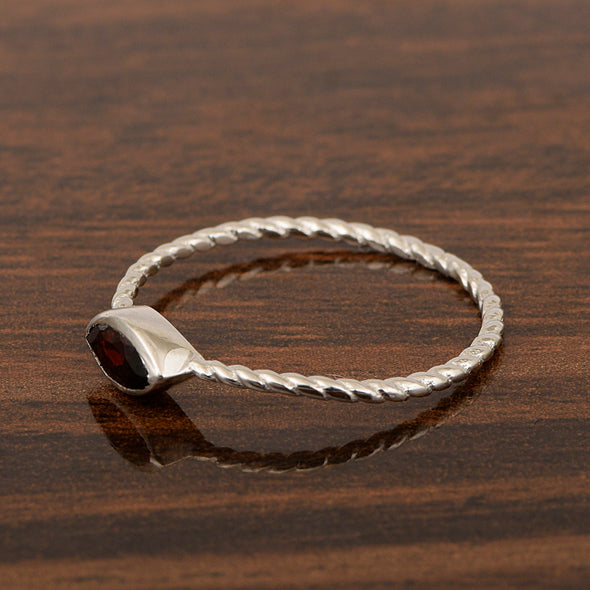 925 Sterling Silver Marquise 6X3MM Garnet Women Promise Ring - Kimaya INC