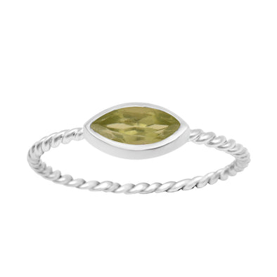 925 Sterling Silver Marquise 6X3MM Peridot Women Promise Ring - Kimaya INC