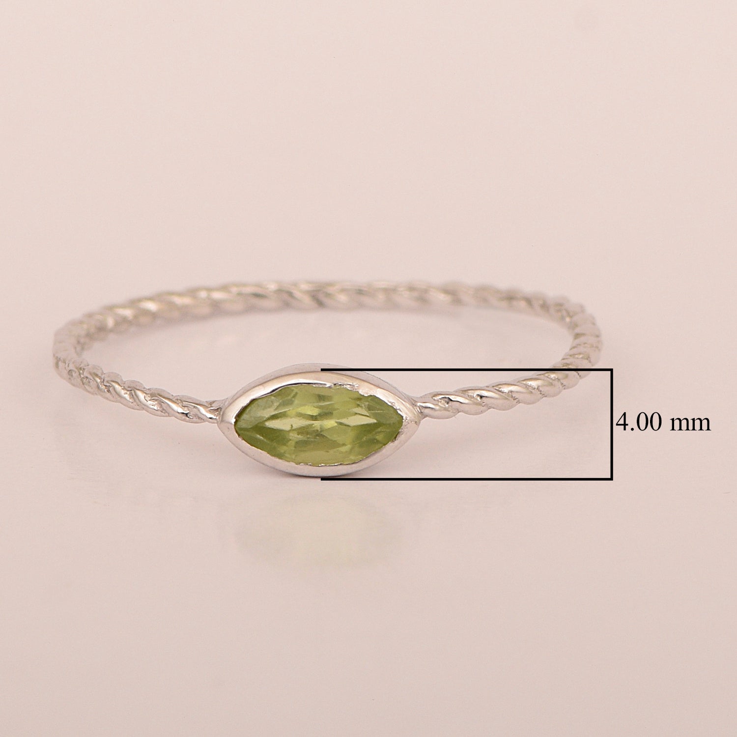 925 Sterling Silver Marquise 6X3MM Peridot Women Promise Ring - Kimaya INC