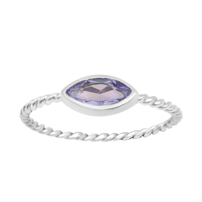 925 Sterling Silver Marquise 6X3MM Tanzanite Women Promise Ring - Kimaya INC