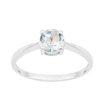 Round Cut 6mm Aquamarine Gemstone Solitaire Ring for Women in 925 Sterling Silver - Kimaya INC