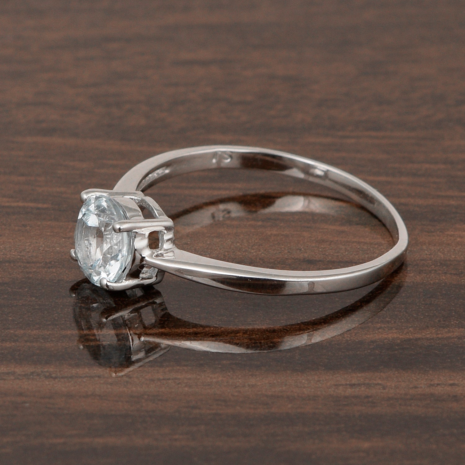 Round Cut 6mm Aquamarine Gemstone Solitaire Ring for Women in 925 Sterling Silver - Kimaya INC