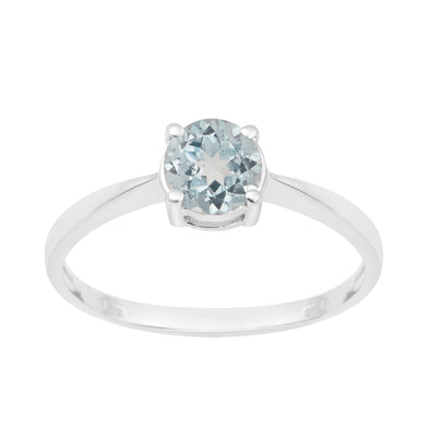 Round Cut 6mm Blue Topaz Gemstone Solitaire Ring for Women in 925 Sterling Silver - Kimaya INC