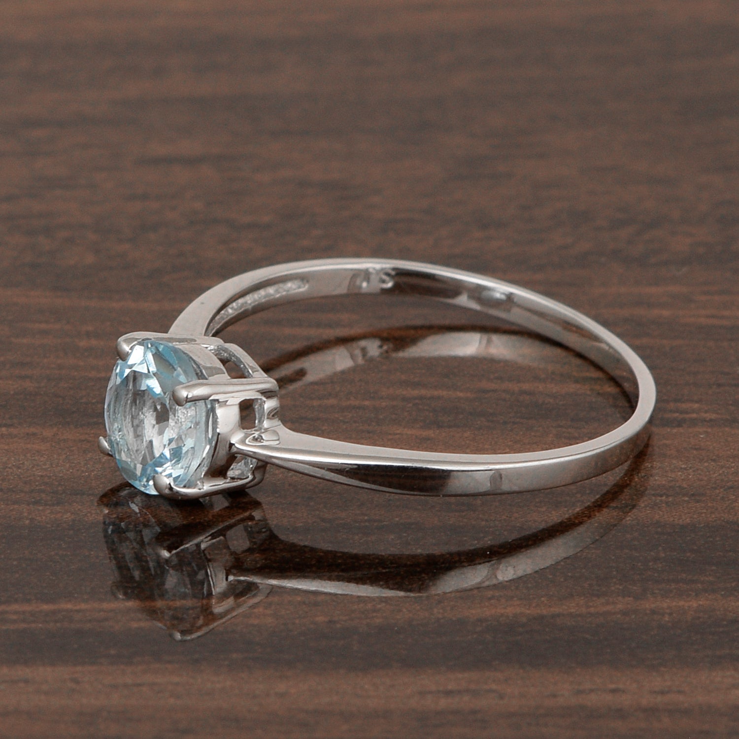 Round Cut 6mm Blue Topaz Gemstone Solitaire Ring for Women in 925 Sterling Silver - Kimaya INC