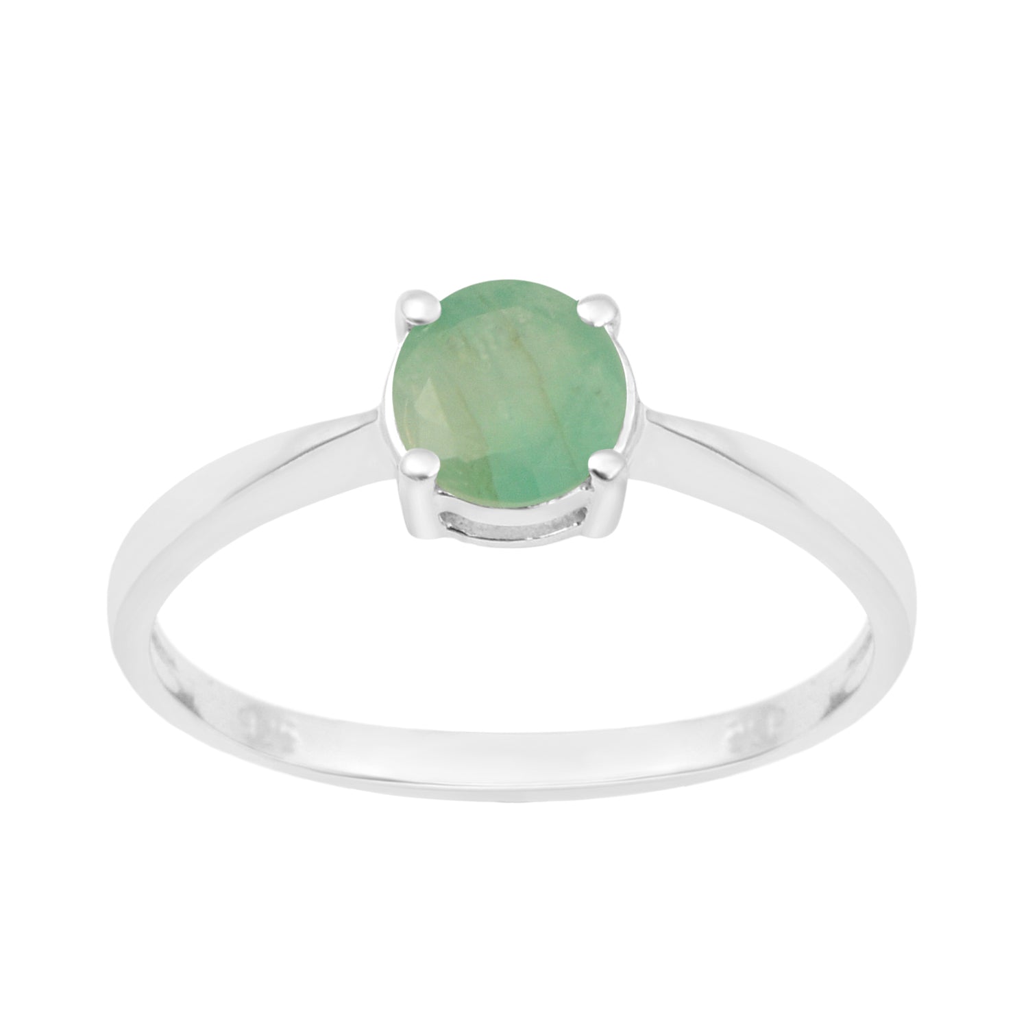 Round Cut 6mm Emerald Gemstone Solitaire Ring for Women in 925 Sterling Silver - Kimaya INC
