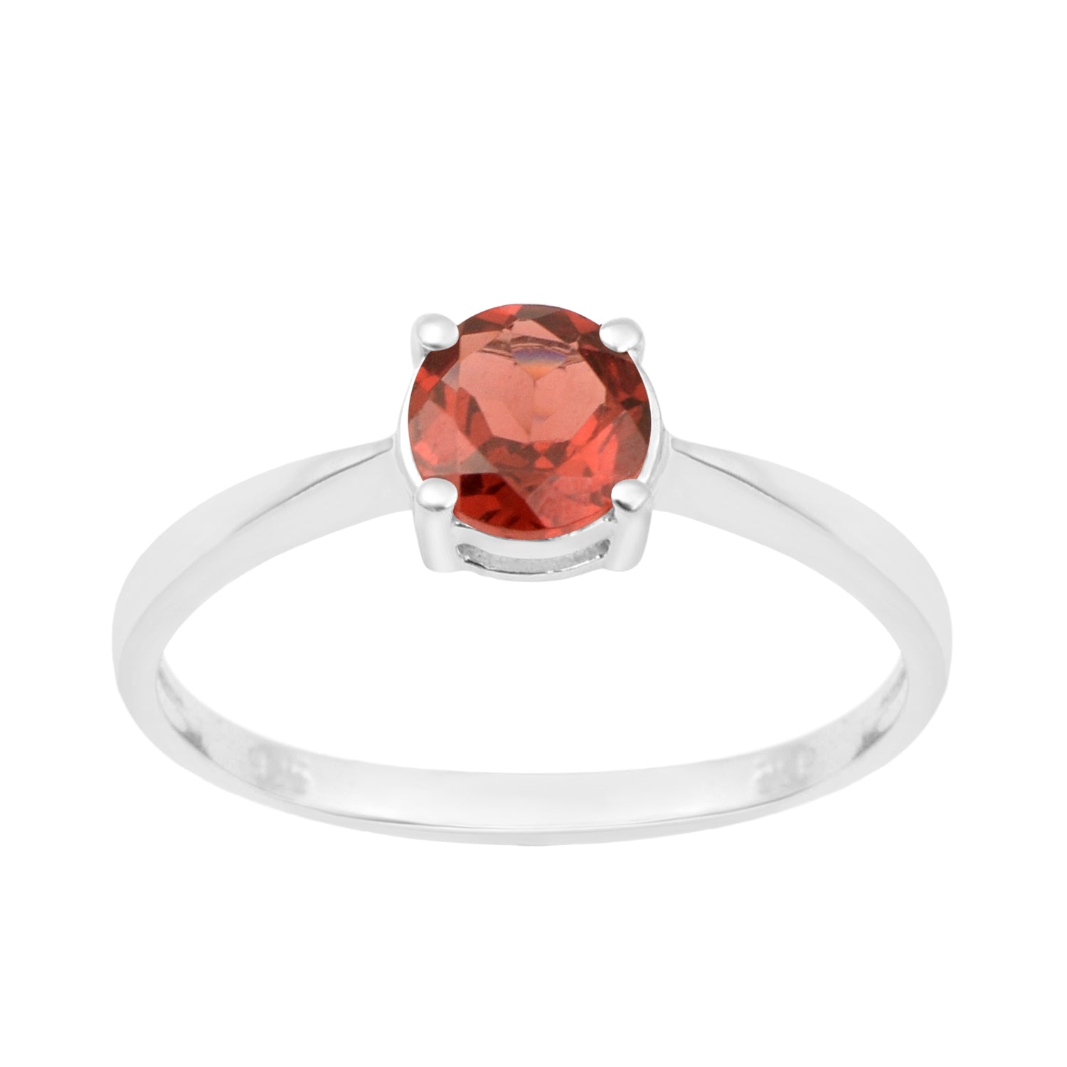 Round Cut 6mm Garnet Gemstone Solitaire Ring for Women in 925 Sterling Silver - Kimaya INC