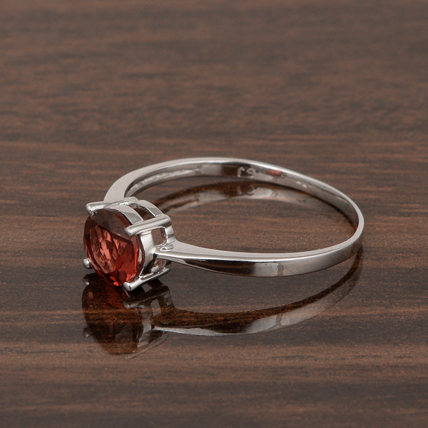 Round Cut 6mm Garnet Gemstone Solitaire Ring for Women in 925 Sterling Silver - Kimaya INC