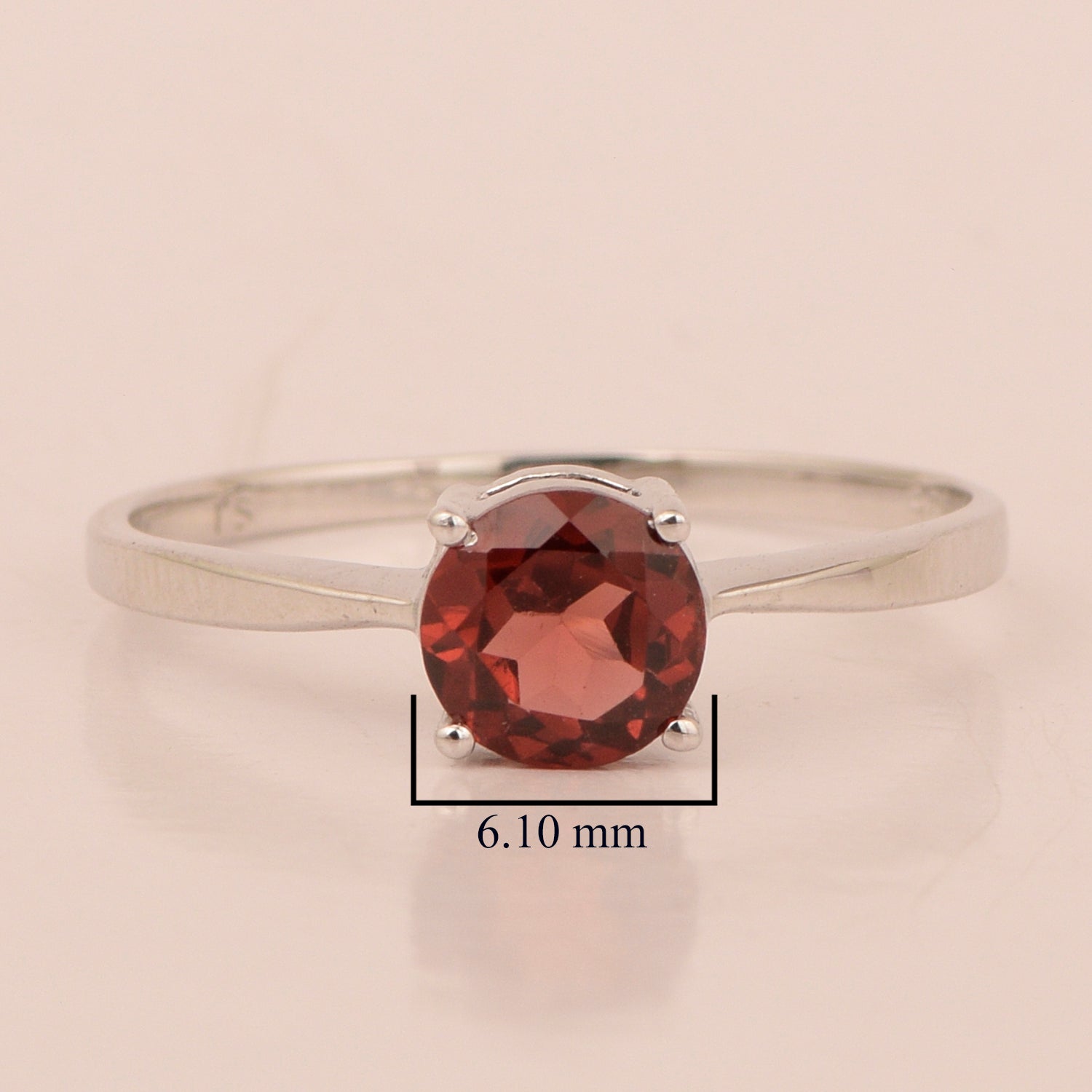 Round Cut 6mm Garnet Gemstone Solitaire Ring for Women in 925 Sterling Silver - Kimaya INC