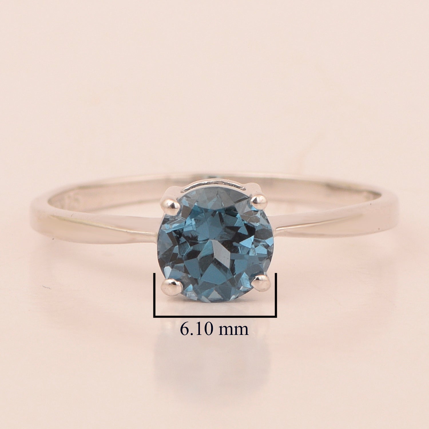 Round Cut 6mm London Blue Topaz Gemstone Solitaire Ring for Women in 925 Sterling Silver - Kimaya INC
