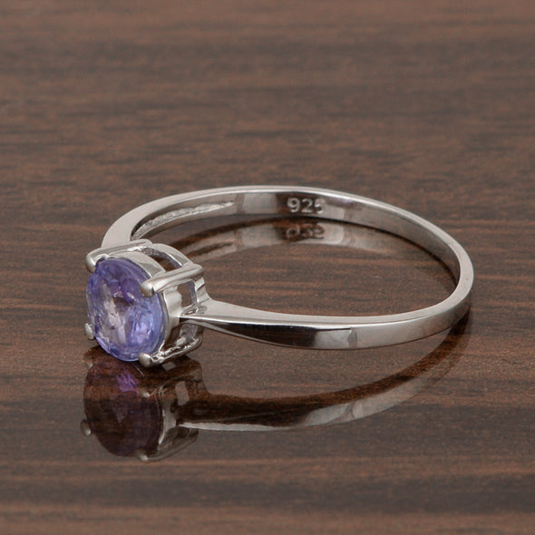 Round Cut 6mm Tanzanite Gemstone Solitaire Ring for Women in 925 Sterling Silver - Kimaya INC