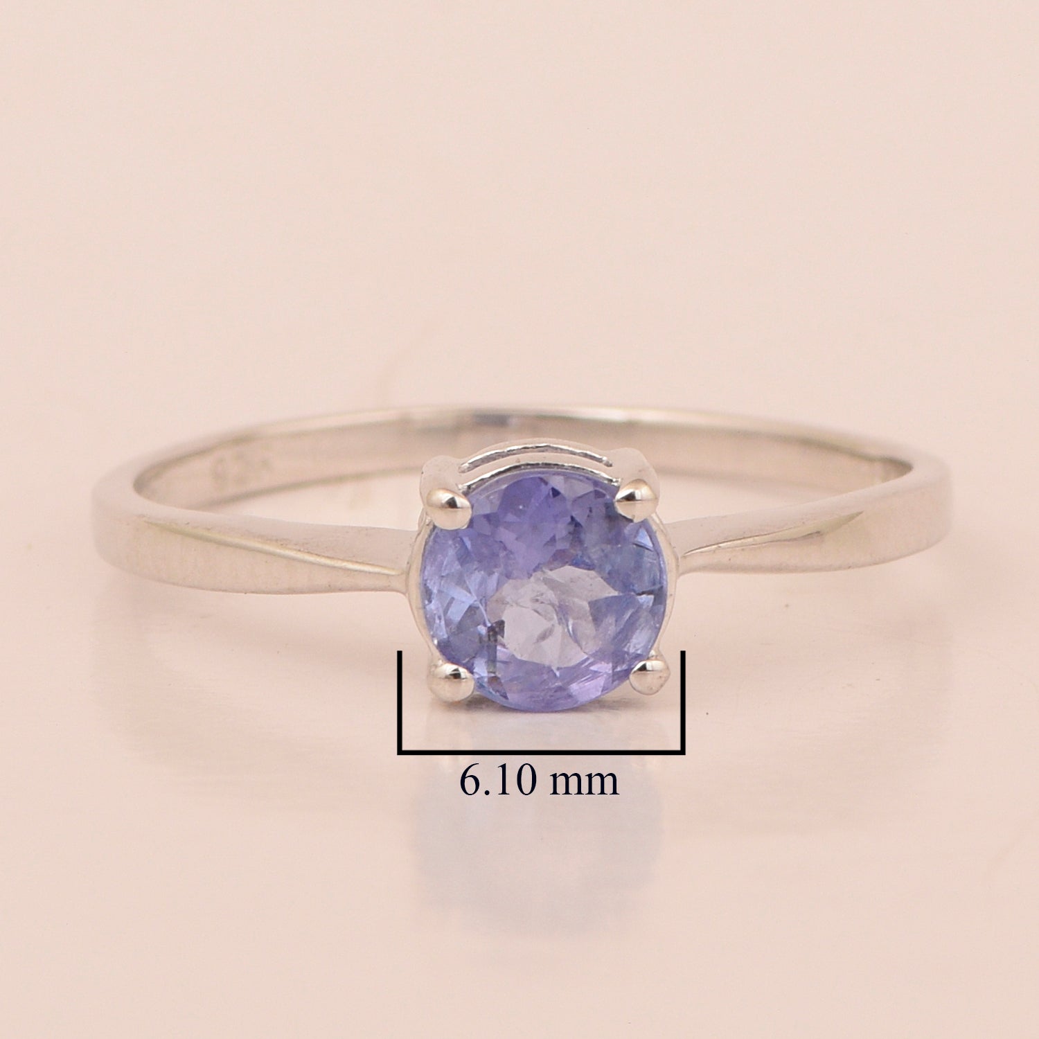 Round Cut 6mm Tanzanite Gemstone Solitaire Ring for Women in 925 Sterling Silver - Kimaya INC